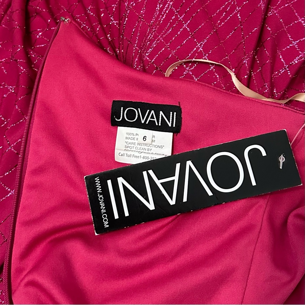 🔴CLEARANCE NEW JOVANI SZ 6 MAGENTA SHIMMER ONE SHOULDER FORMAL EVENING GOWN - Picture 13 of 16
